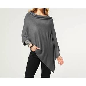 NEW COCO + CARMEN asymmetrical lightweight poncho in cloudy grey